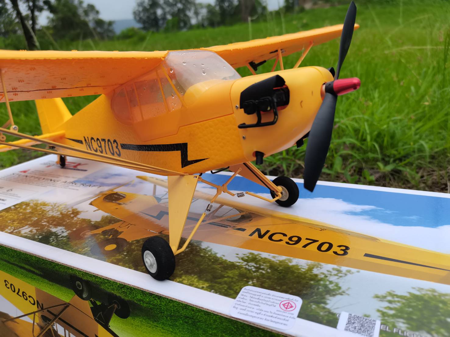 เครื่องบินบินบังคับวิทยุ THEMONTER FX9703 PIPER J-3 4CH 2.4GHZ ชุดพร้อมเล่น งานสเกลสวยงามมากๆ