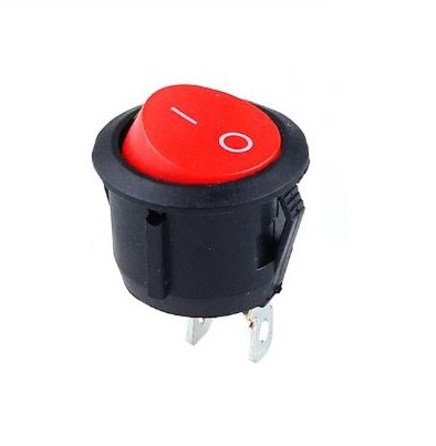 สวิตช์ ขนาด 20 mm สีแดง. Mini Round Black Rocker Switch 2 Pin 6A 250V / 10A 125V SPST ON-OFF Snap-in with color RED 20mm Diameter KCD1 สวิทช์