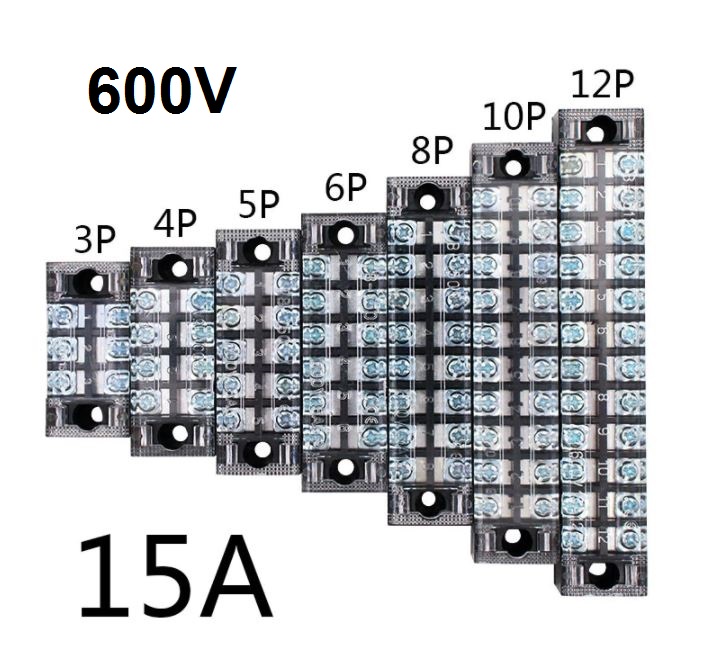 TB-1503 เทอร์มินอล บล็อก 600V 15A TB Series 3 Positions Ways Dual Row Barrier Screw Terminal Block Wire Connector