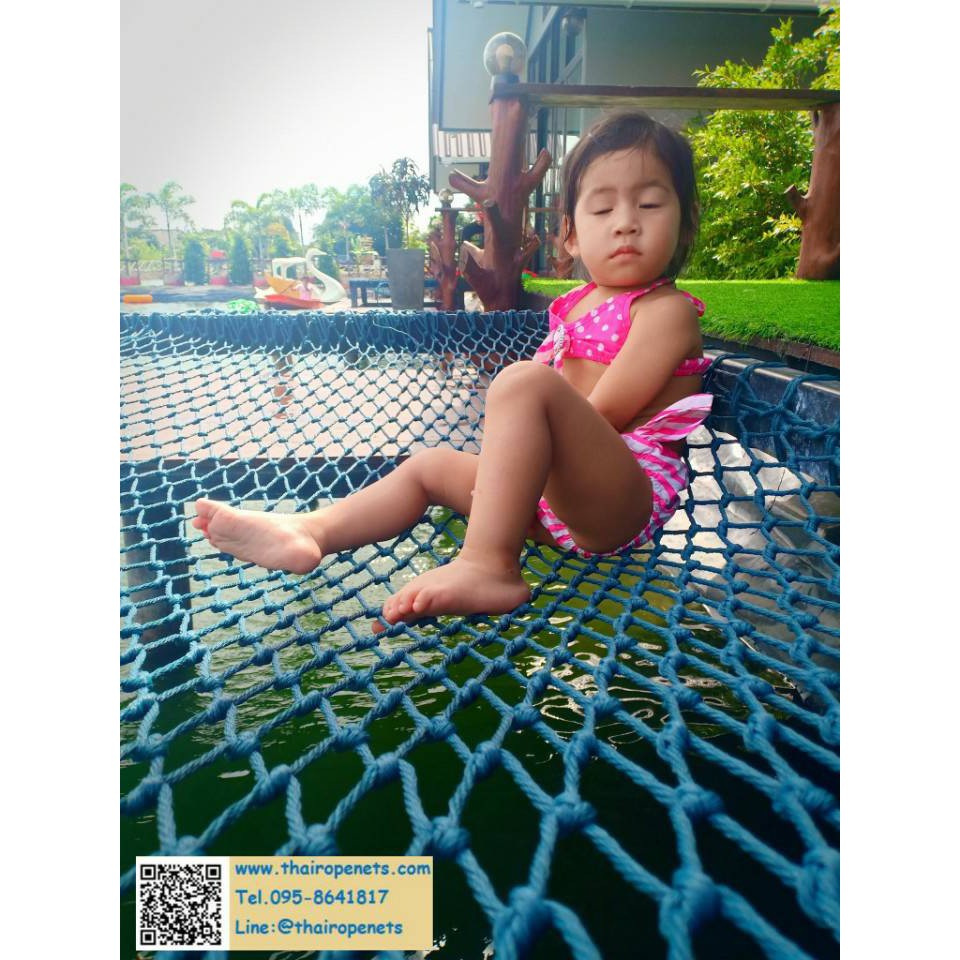 ตาข่ายริมน้ำ 🔹4 mm. ช่องตา 1.8" x 1.8"🔹 สีฟ้าน้ำทะเล 🔹มีหลายขนาดให้เลือก🔹 เนื้อตาข่ายเหนียว ทนทาน คุณภาพสูง