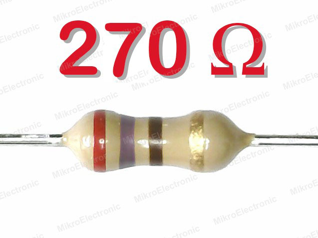 270 โอห์ม 1/4W 5% ตัวต้านทาน แพ็คละ 10 ตัว 270 Ohm Carbon Film Fixed Resistor 270R