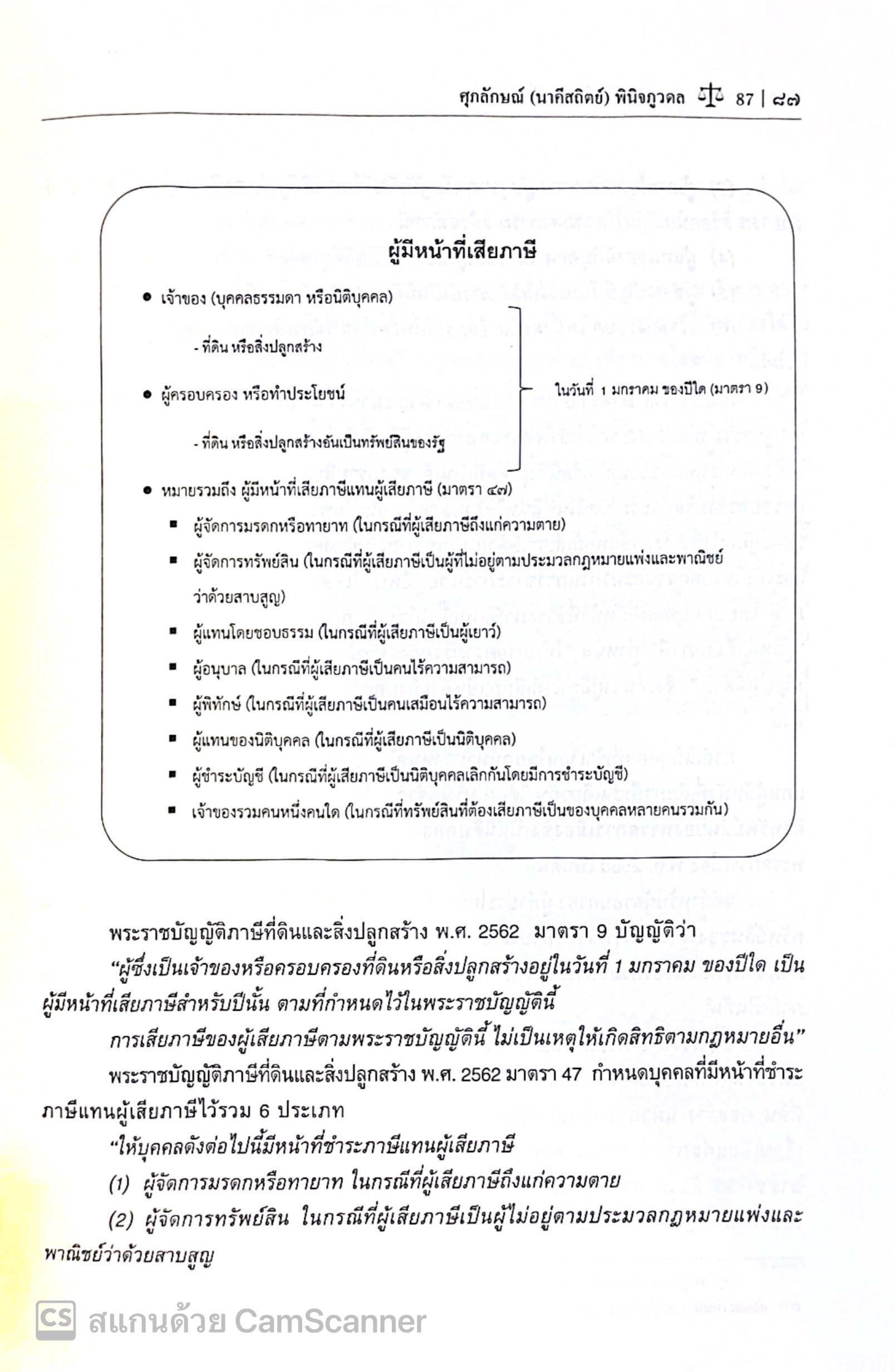 กฎหมายภาษีที่ดินและสิ่งปลูกสร้าง (ศ.ดร.ศุภลักษณ์ พินิจภูวดล) ปีที่พิมพ์ : พฤศจิกายน 2567 (ครั้งที่ 2)