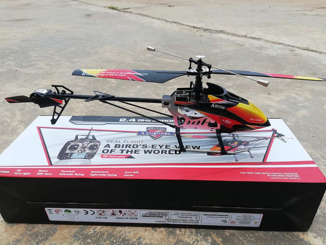 WLTOYS V913 เฮลิคอปเตอร์บังคับวิทยุ 4 Ch อุปกรณ์พร้อมบิน RTF(สีส้ม)