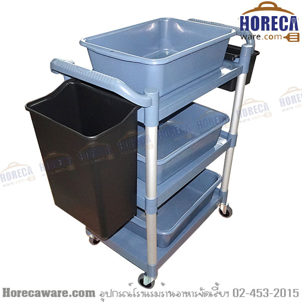 รถเข็นเก็บจาน ขนาดกลาง(รถ+อ่างใหญ่3+อ่างข้าง2) บอส [bss-zb-swc-M]