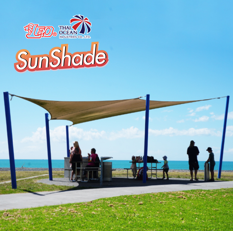 Leo ผ้าตาข่ายกรองแดด กันฝนปรอย สแลนตกแต่ง ม่านบังแดด ทรงสามเหลี่ยม Sunshade แถมฟรี ร่มพับ3ตอน