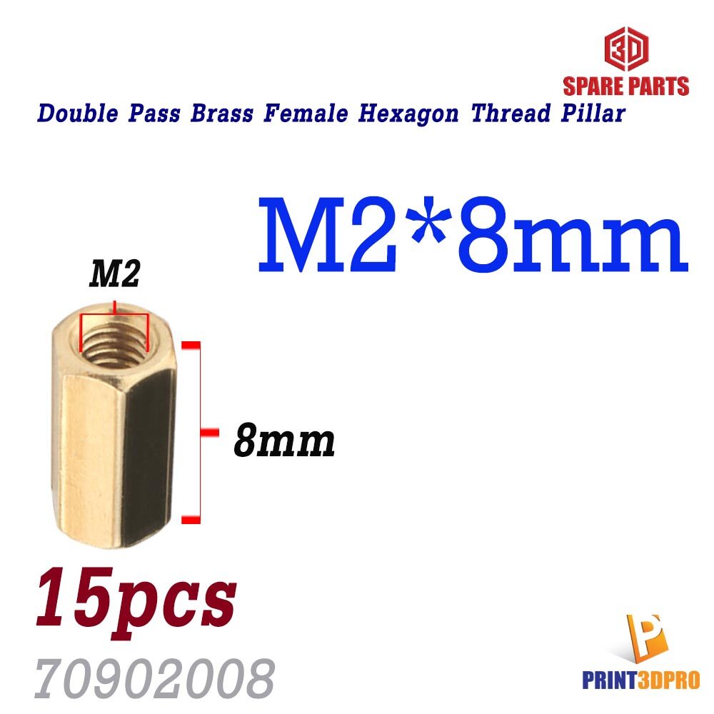 M2 Double Pass Hex Brass Female Standoff Board Pillar Hexagon Thread PCB Motherboard Spacer Nut Hollow Column 15pcs/Size