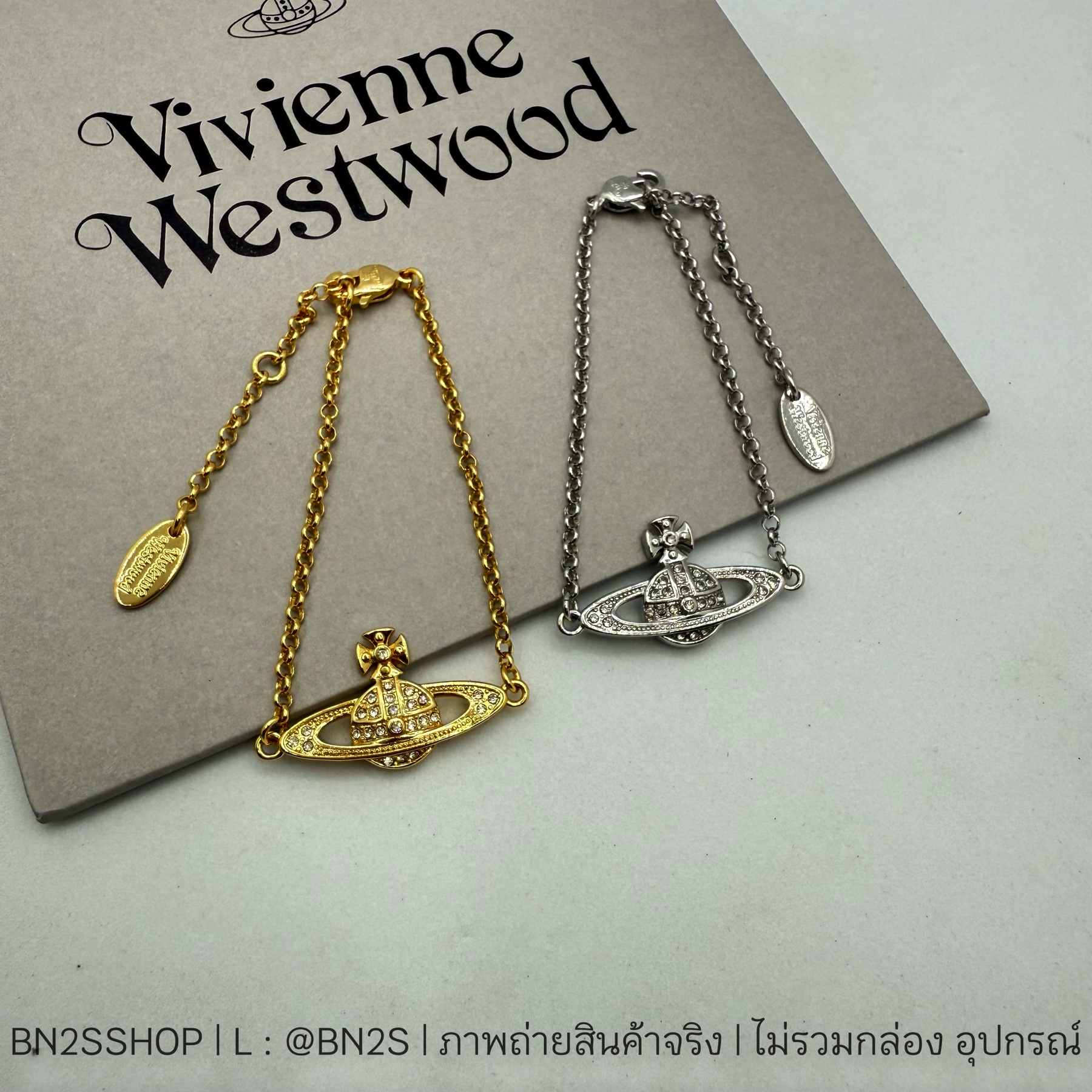 อะไหล่ทอง | Vivienne Westwood Mini Bas Braclete สร้อข้อมือจี้ดาวเสาร์สายโซ่ งานสวย