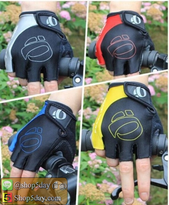 ถุงมือ PEARL IZUMI ถุงมือเจล ขี่จักรยาน ลดล้าง ถุงมือจักรยาน ถุงมือครึ่งนิ้ว สีฟ้า แดง เทา เหลือง