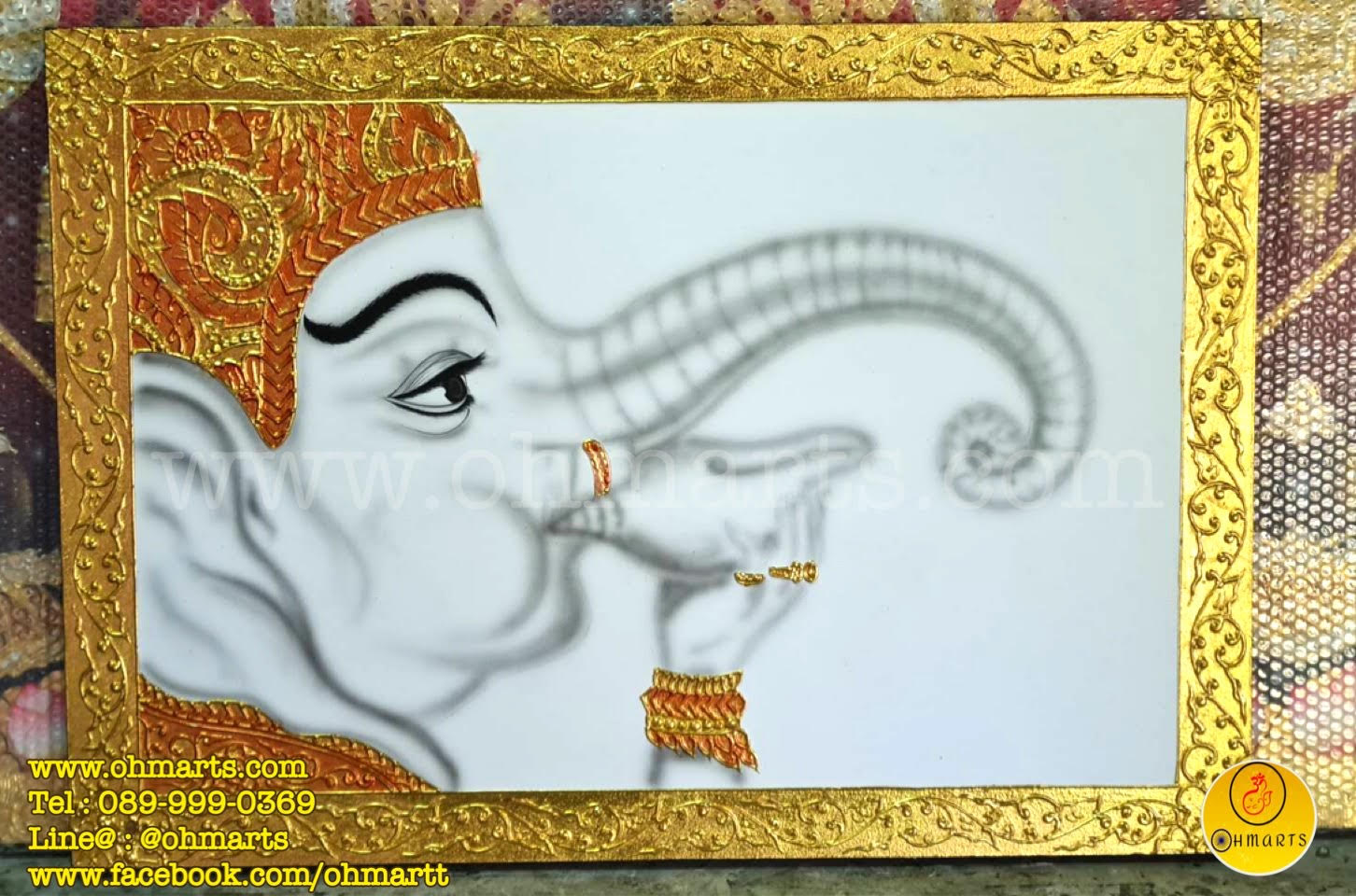 เฟรมภาพวาดองค์พระพิฆเนศเป่ามหาสังข์แห่งชัยชนะ D0032