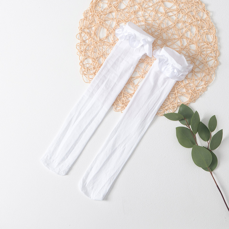 ถุงน่องยาวเลยเข่า สวยน่ารักสไตล์เกาหลี สีแดง สีดำ สีขาว แบบขนาดฟรีไซส์ 3-15 ปี