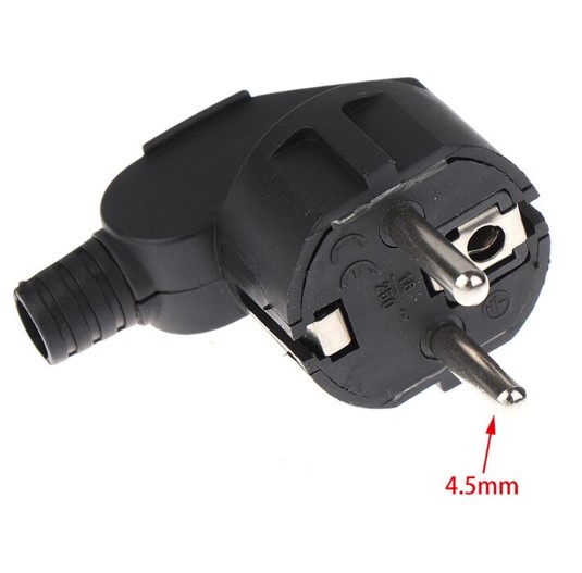 หัวปลั๊ก EU Male Plug Adapter 250V 16A สีดำ Male Replacement Outlets Rewireable Electeical Socket Euro Connector For Power Extension Cable