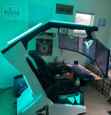 เก้าอี้เล่นเกม R1Pro Galaxy Battleship Zero Gravity พร้อมห้องนักบินปรับระยะการมองได้ เก้าอี้เล่นเกมแคปซูลอวกาศ