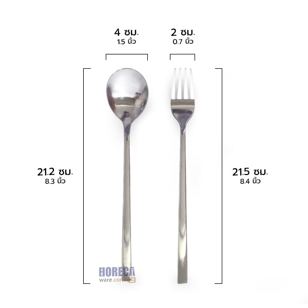 Korean spoon and fork, silver color, 3S