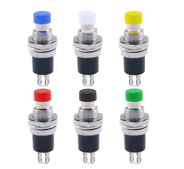 สวิตช์กดติดปล่อยดับ PBS-110 7mm. 1A 250V (3A 125V) Thread 2 pins Mini Momentary Push Button Switch Normally Open Press the reset Momentary switch สวิทช์