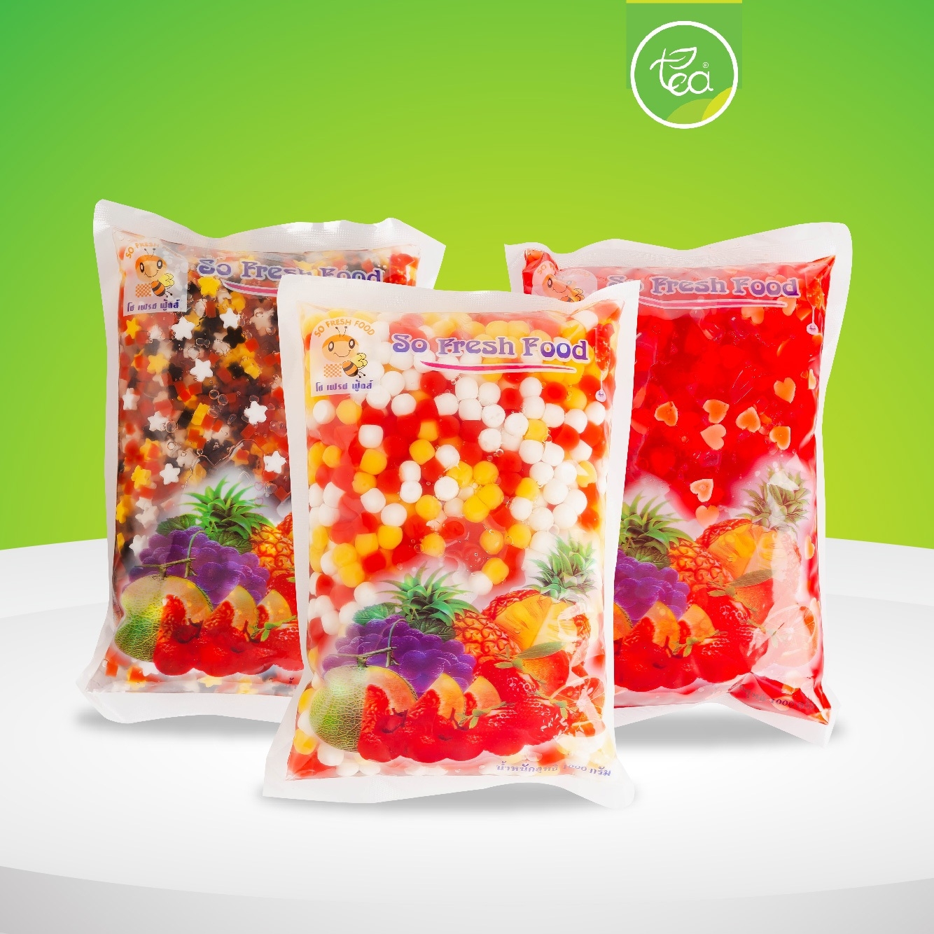 วุ้นฟรุ๊ตสลัด ท็อปปิ้ง สำเร็จรูป 1 kg วุ้นหัวใจ วุ้นสามสี วุ้นดาวเล็ก Fruit Jelly วุ้นผลไม้ วุ้นท็อปปิ้ง Topping Jelly จำหน่ายโดย ทีอีเอ