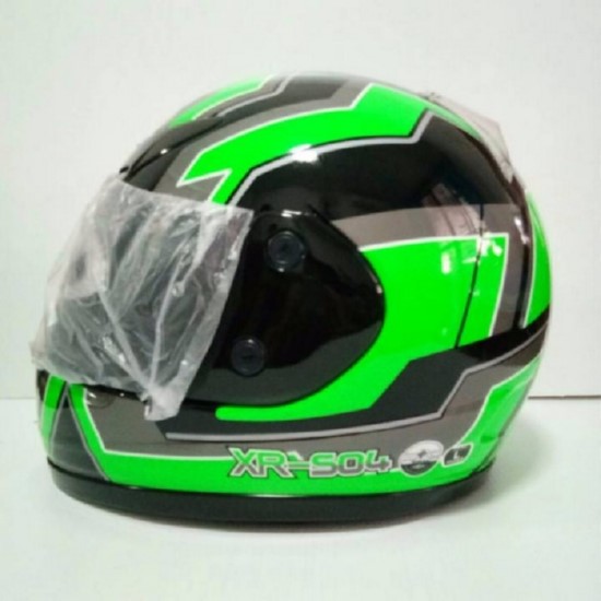 AVEX หมวกกันน็อคเต็มใบ ราคาถูก รุ่นXR-504 สีดำเงา-เขียว แว่นดำ