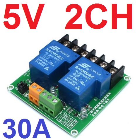 Relay 5V 2CH 30A with optocoupler isolation support high and low level trigger switch relay module
