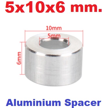 Isolation Column 5x10x6 mm. Aluminium Spacer bearing separation gasket ring pulley support