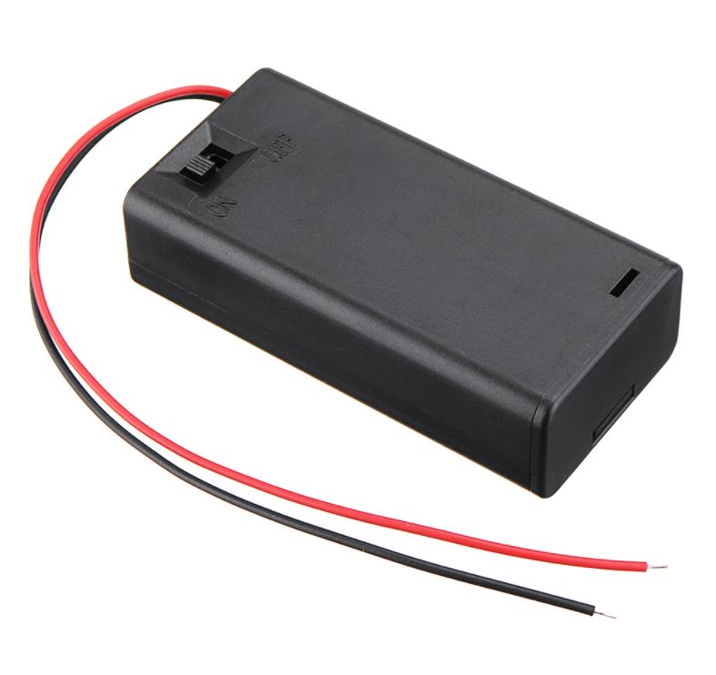 รางถ่าน AA 2 ก้อน 3V มีสวิตช์ ฝาปิด พร้อมสายไฟ 2 section Battery Holder Storage Case Box With Switch&Cover for AA Batteries Standard Container battery