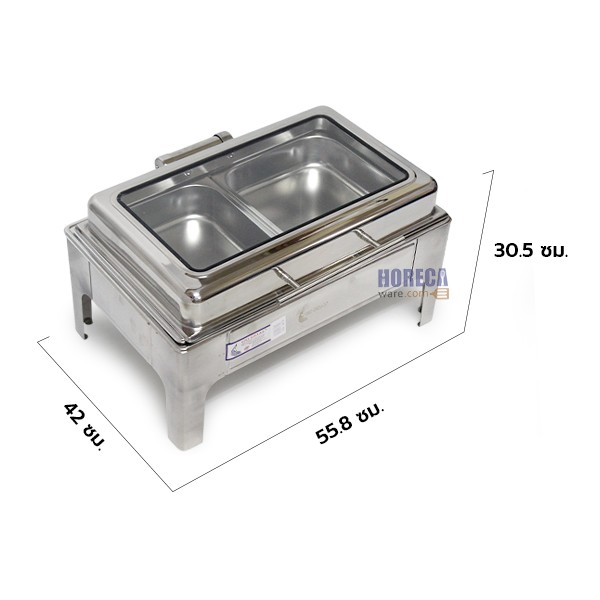 ชุดอ่างอุ่นอาหารคู่ ฝาโช้ค ช่องกระจก โกโก-อ่างอุ่น