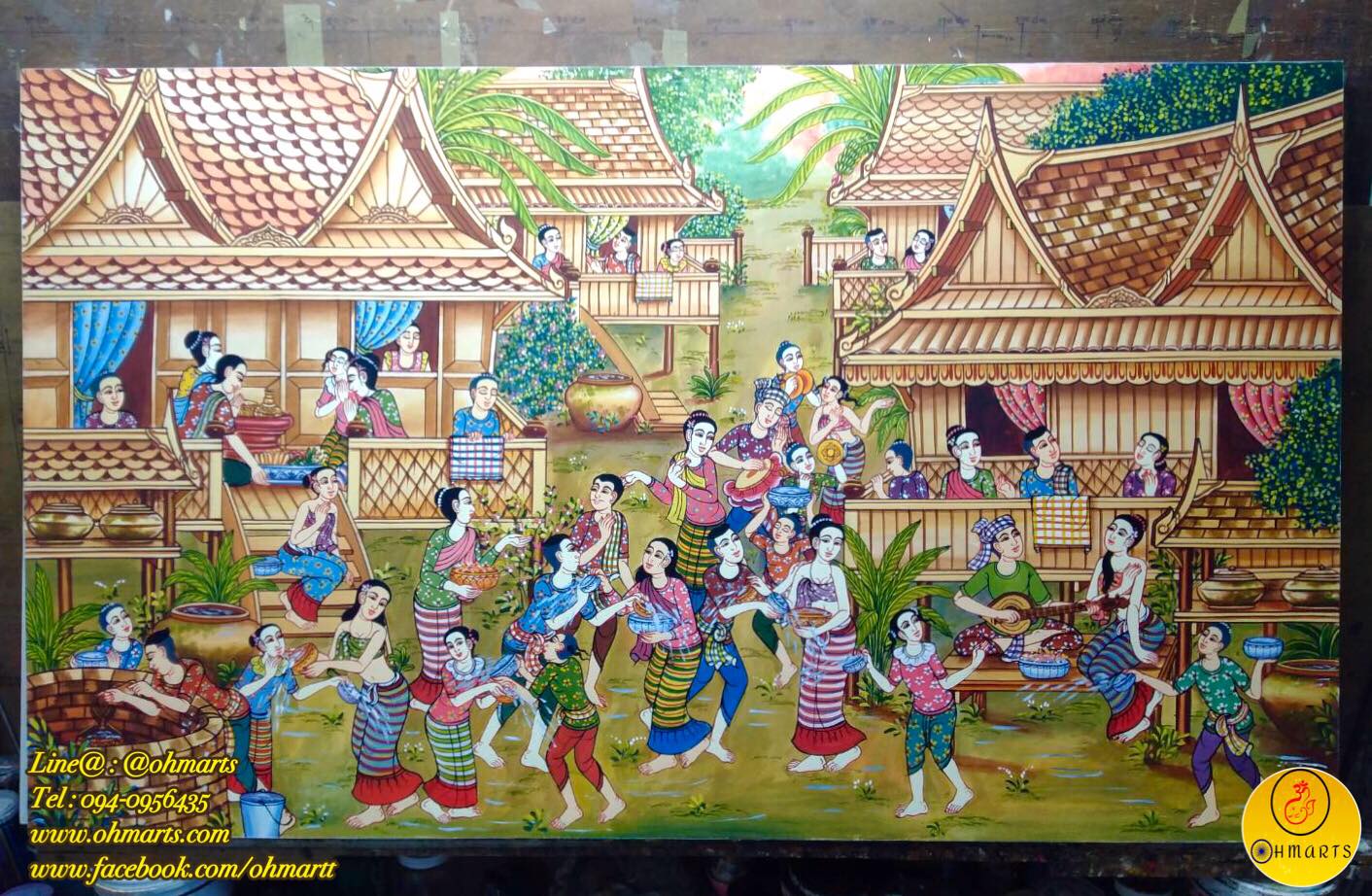 เฟรมภาพวาดวิถีไทย(ประเพณีสงกรานต์) I0008