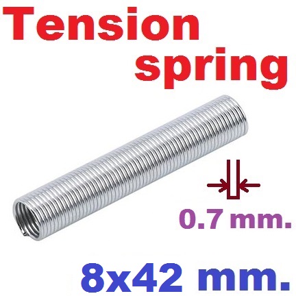 สปริงขดแบบดึง ไม่มีขอเกี่ยว ขนาด 8x42 mm.Tension spring Extension spring Steel สปริงดึง สปริงเกี่ยว