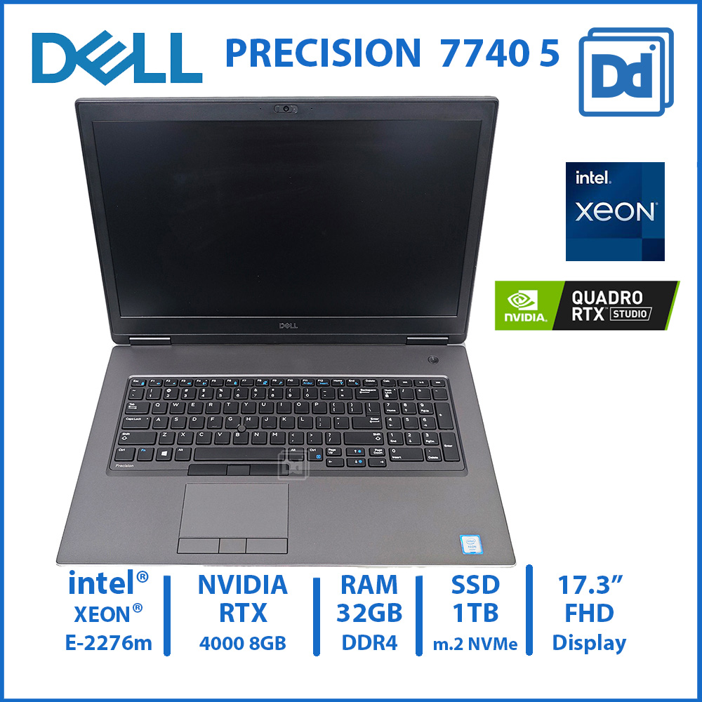 DELL PRECISION 7740 INTEL XEON E-2276m NVIDIA RTX 4000 8GB RAM 32GB NVMe 1TB USED 5 โน๊ตบุ๊คทำงาน
