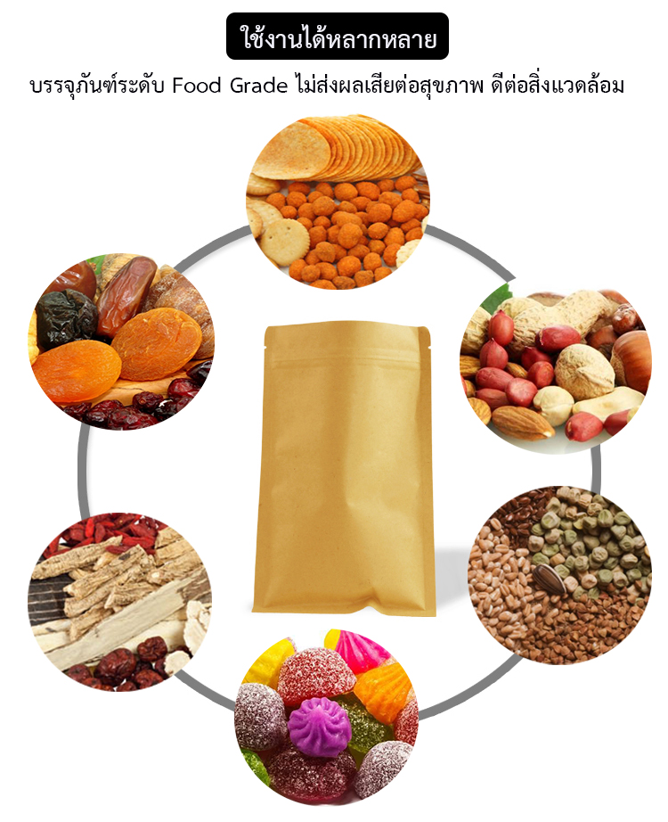 ถุงคราฟท์ทึบ ก้นแบน แบบมีซิปล็อค ในฟอยด์