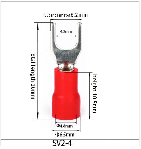 SV2-4 หางปลาแฉก สีน้ำเงิน แพ็คละ 20 ตัว SV Series Crimp Terminal Fork Spade Wire Connector Copper Insulated Forked SV2