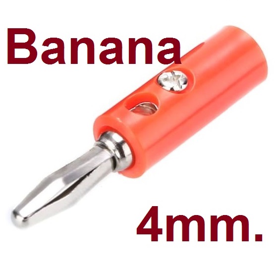 ปลั๊กกล้วย ตัวผู้ 4mm สีแดง Banana plug head 4mm. บานานาปลั๊ก Red color Banana Jack panel Terminal audio accessories