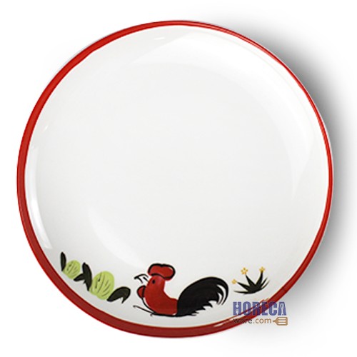 จานกลมใบบัว 8.5 นิ้ว ลายไก่ ตราเอสบี