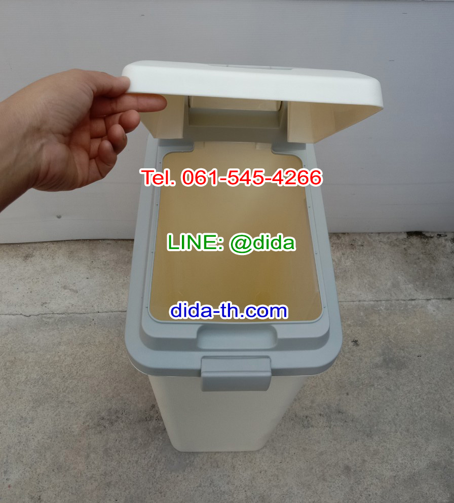 ถังขยะทรงเหลี่ยม ฝา 2 ชั้น 45 ลิตร สีเทา