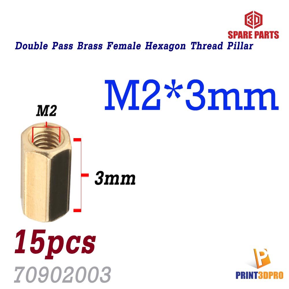 M2 Double Pass Hex Brass Female Standoff Board Pillar Hexagon Thread PCB Motherboard Spacer Nut Hollow Column 15pcs/Size
