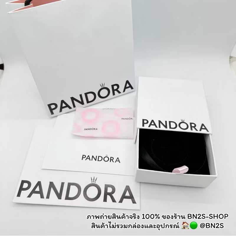 Pandora ชุดกล่องสีชมพู อุปกรณ์ครบ สำหรับใส่กำไล เครื่องประดับชิ้นใหญ่