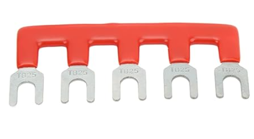 TB-2505 จั้มเปอร์ 5 ช่อง สีแดง สำหรับเทอร์มินอลบล็อก 25A Jumper Bar for Terminal Block 5 pin Connector Bar red color
