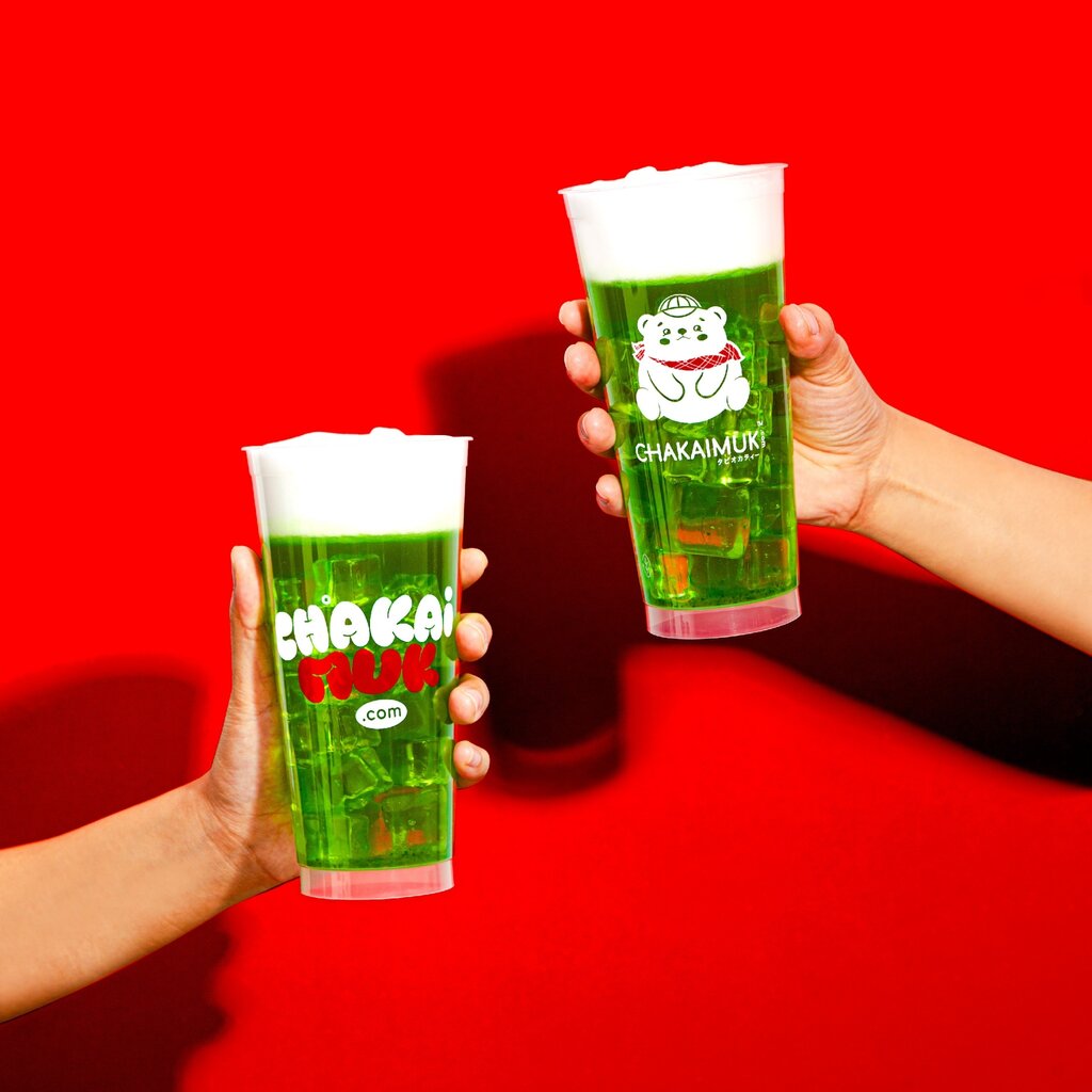 [ยกลัง 10 แถว] แก้วพลาสติกสกรีนลาย แก้วกาแฟ ชาไข่มุก PP เนื้อแข็ง 22ออนซ์ พิมพ์ลาย Chakaimuk ทรงตรง ปาก90 บรรจุ 500 ใบ