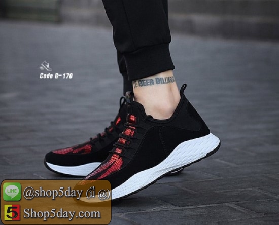 รองเท้าผ้าใบยอดฮิต ผ้ายืดหยุ่นดี นิ่มมาก (แดง-ดำ)