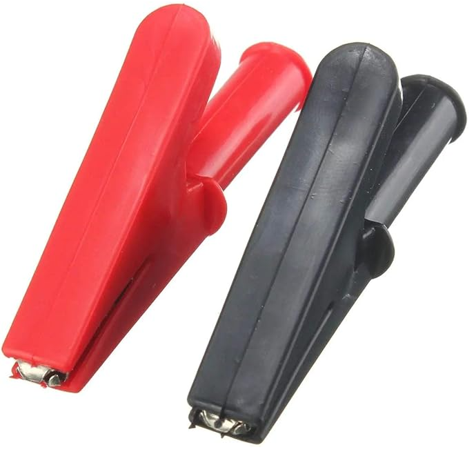 ปากคีบจระเข้ ใช้ร่วมกับปลั๊กกล้วย 4mm สีแดง เปลือกหุ้มทั้งหมด All-Inclusive Sheath Round Handle Open 20mm Alligator Test Clip Alligator 4mm Banana Plug Cable red color