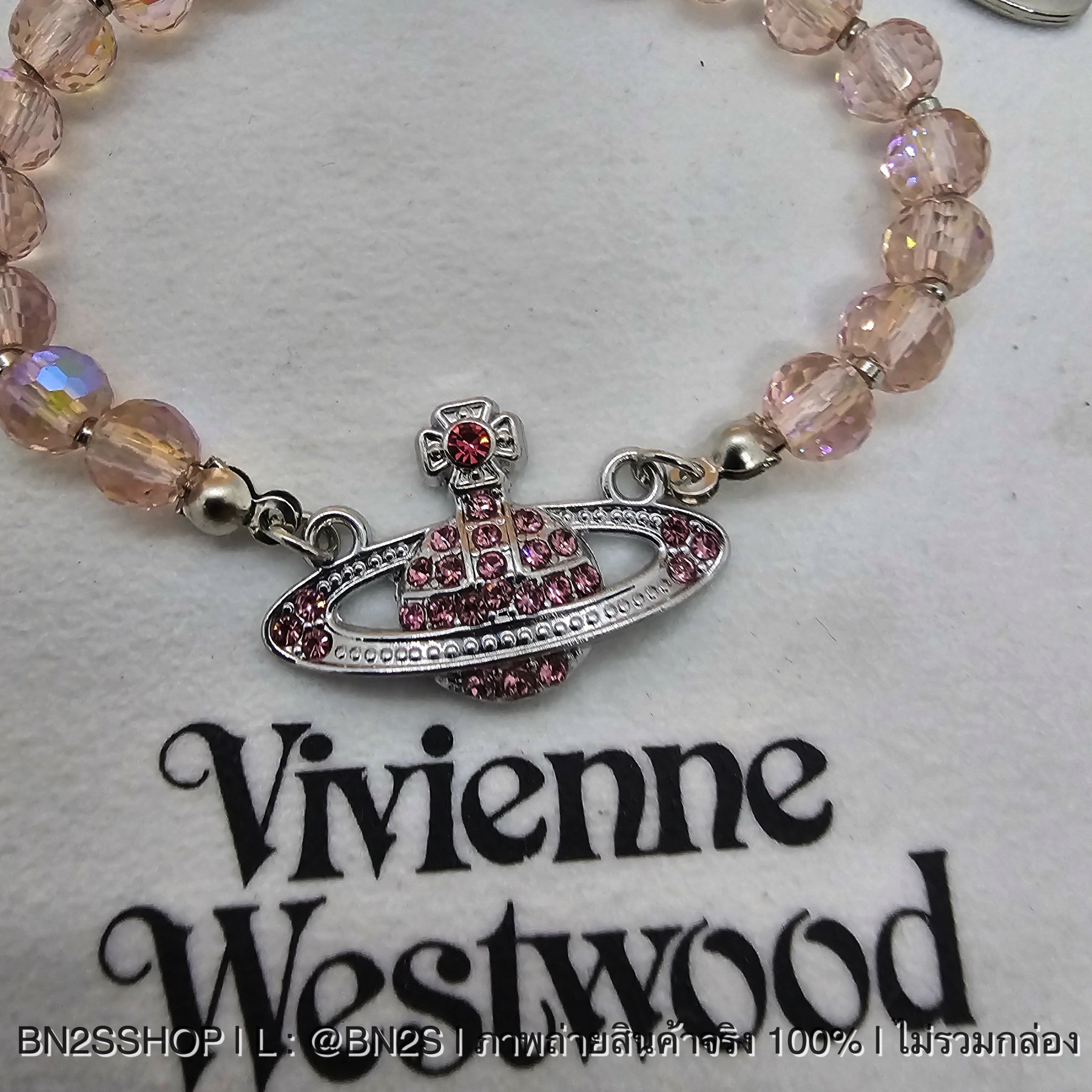 สร้อยคอ | Vivienne Westwood Mini Bas Chocker สร้อยคอจี้ดาวเสาร์สีชมพู งานสวยน่ารัก
