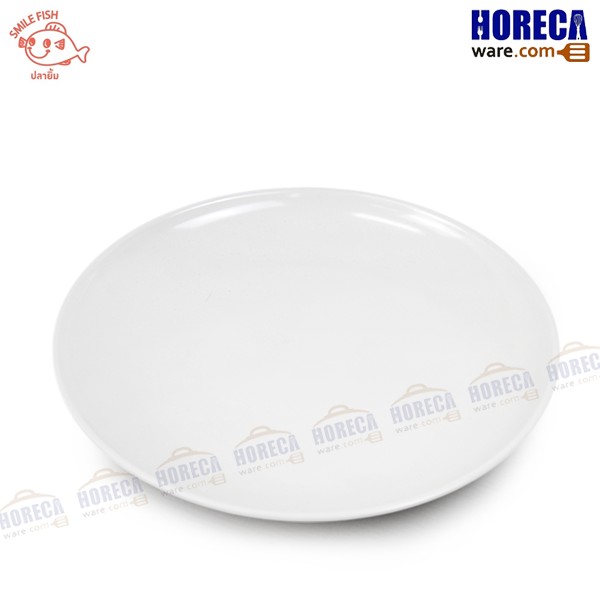 9 inch shallow round lotus leaf plate [cream color] smiling fish
