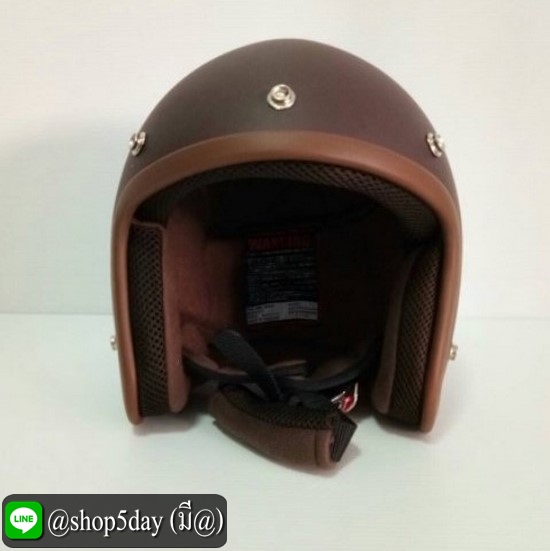 🔥หมวกกันน็อคแนววินเทค สีน้ำตาลเข้มด้าน ขอบน้ำตาล