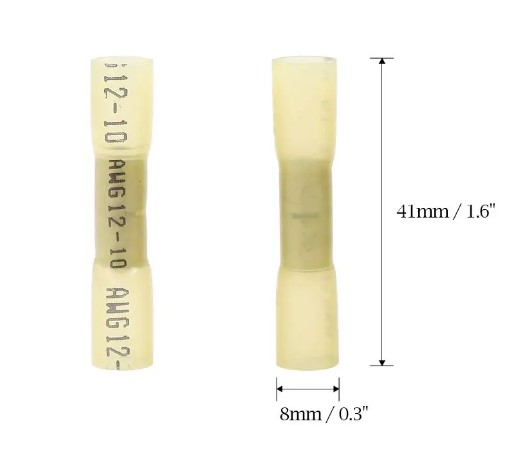 BHT5 สลิปหุ้ม(กันน้ำ) AWG 12-10 (4-6 sq.mm.) max 48A. แพ็คละ 20 ชิ้น Heat Shrink Butt Wire Connectors Waterproof Insulated Wire Cable Crimp Terminals สลิปหุ้ม ท่อหด หางปลา สลิปหุ้มต่อสายไฟ เทอร์มินอลต่อสายไฟ BHT-5