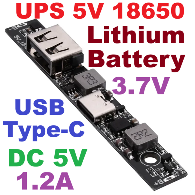 DC5V 18650 Lithium Battery Charger Board DC-DC Step Up Booster UPS Converter Charging Backup Power Supply