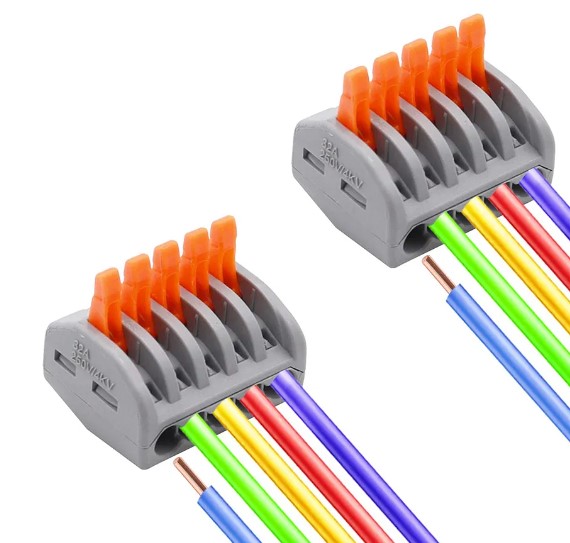 Terminal ต่อสายไฟ PCT-215 Wire Connector 5 Port Lever Conductor Compact Wire Fast Connection Terminal Suitable for Multiple Types of Wires