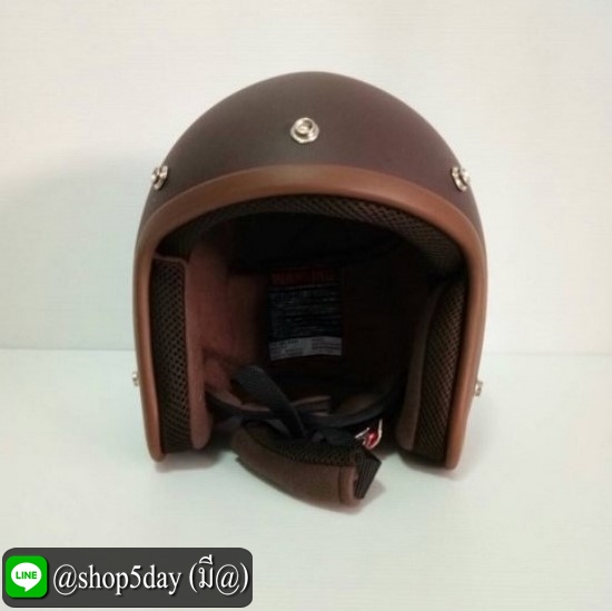 🔥หมวกกันน็อคแนววินเทจสีน้ำตาลขอบน้ำตาล พร้อมชิวบับเบิ้ล