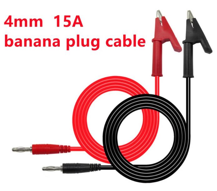 สายไฟปากคีบ 1 เมตร 1000V 15A 18AWG สีดำ Banana Plugs 4mm Insulated Alligator 15A Banana Plugs Alligator Clips Lead Wires 1M For Testing Probe