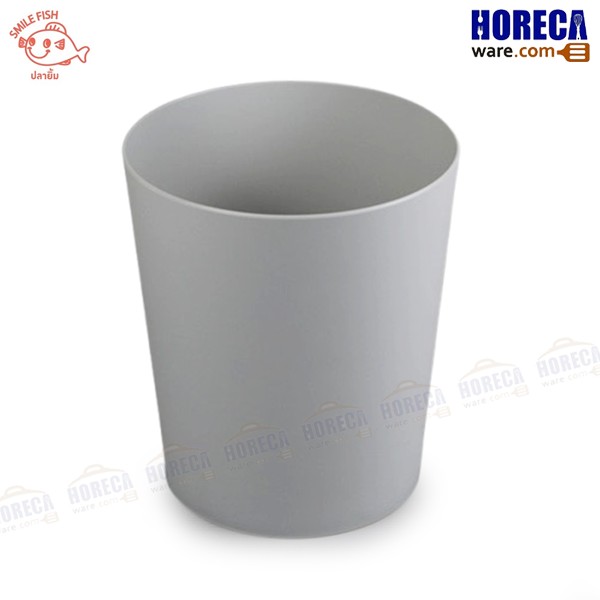 Round trash can 7.5 liters, gray, smiling fish