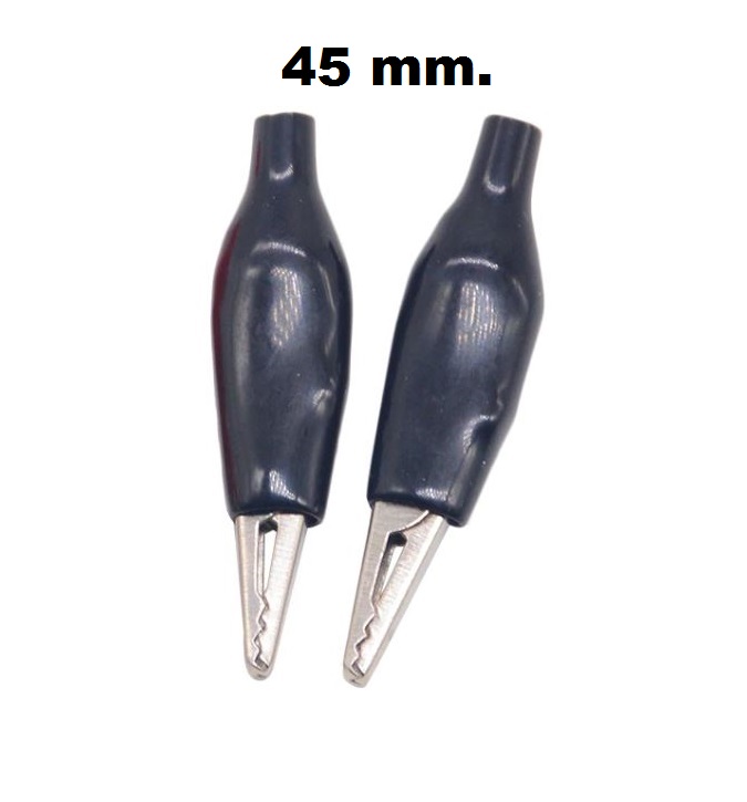 ปากจระเข้ ยาว 45mm. สีดำ Electrical Alligator Clip Test lead cable Metal Clamp Testing Probe Crocodile Black Cover คลิปปากจระเข้ ตัวหนีบสายไฟ ตัวหนีบ