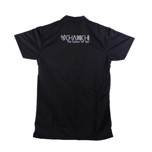 เสื้อยืด คอปก เสื้อโปโล เข้ารูป สีดำ แขนสั้น ปักลาย CHAMICHI ออกแบบโดย ทีอีเอ