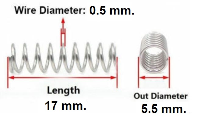 สปริงขดแบบกด ขนาด 5.5x17 mm. Compression Spring Pressure Spring Steel สปริงกด สปริงดัน